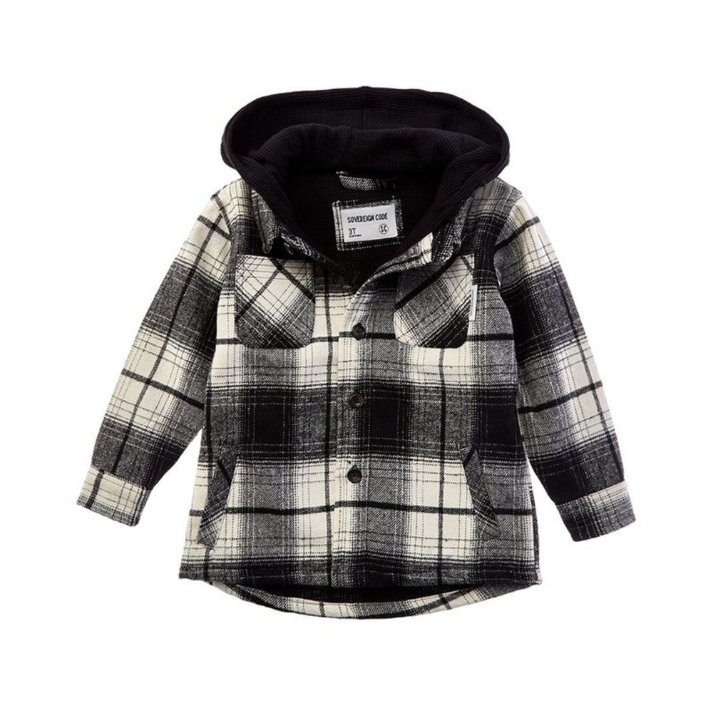 Sovereign Code Boys Guard Hooded Button Down Shirt, Black